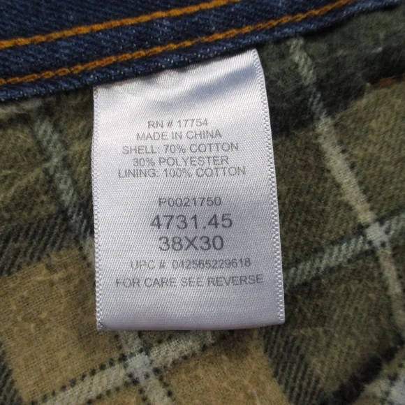 Key Apparel Jeans Men's 38x30 Dark Wash Straight Leg Flannel Lined Denim - Picture 7 of 8